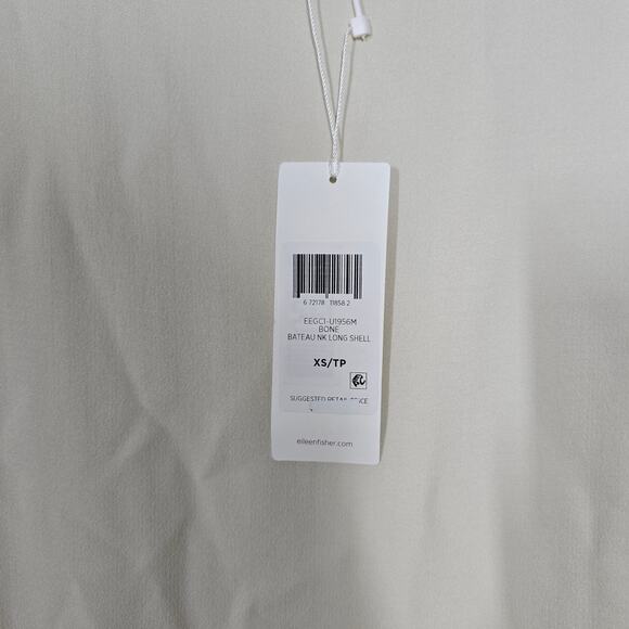 Eileen Fisher System Silk Georgette Crepe Bateau Neck Shell Top In Bone Size XS - Picture 4 of 6